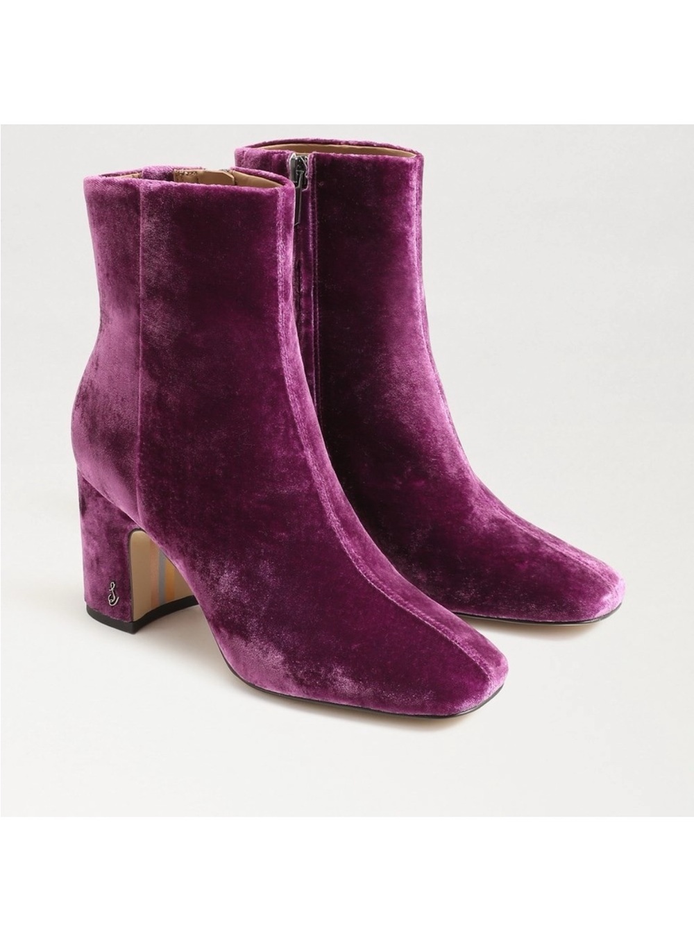 Sam Edelman Fawn Ankle Bootie Deep Orchid Purple Velvet Heeled Boots NWT